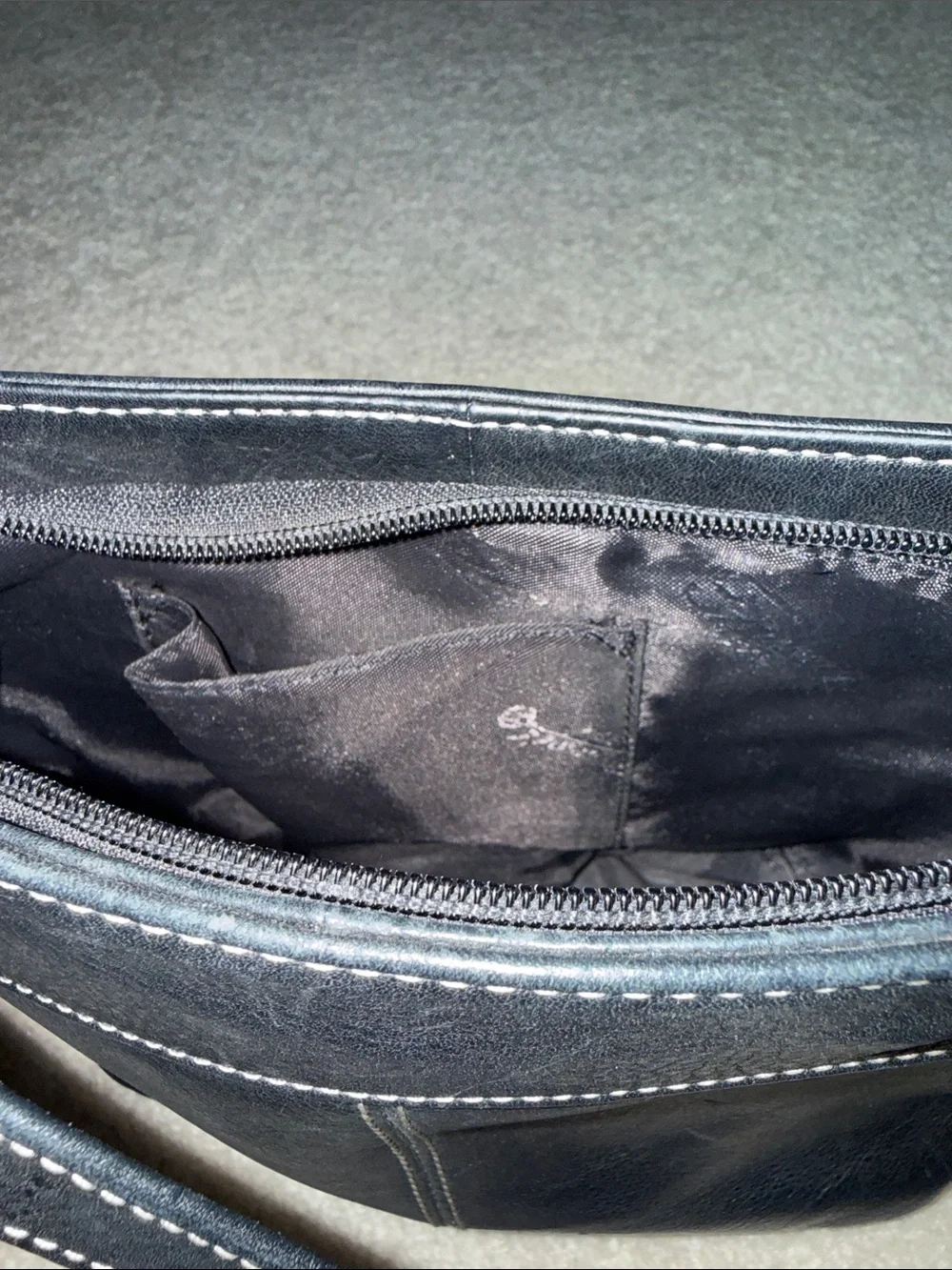 Vintage Fossil Black Leather Mini Crossbody Bag